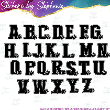 (s05-213) Tiger Paw Print Letter Team Name Custom Text Iron-On Transfer or Sticker