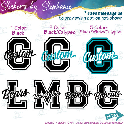 (s05-214) Letter Team Name Custom Text Iron-On Transfer or Sticker