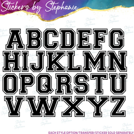 (s05-214) Letter Team Name Custom Text Iron-On Transfer or Sticker