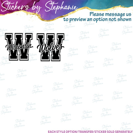 (s05-214) Letter Team Name Custom Text Iron-On Transfer or Sticker