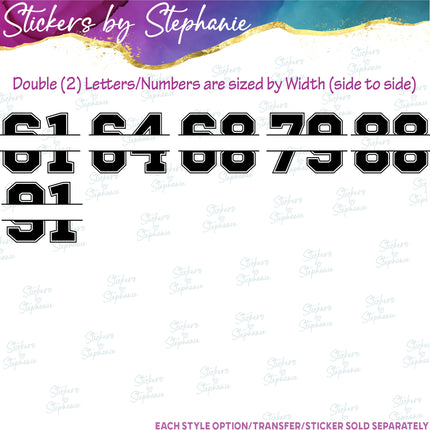 (s05-216) Letter or Number Team Name Custom Text Iron-On Transfer or Sticker