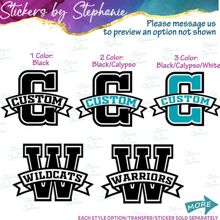 (s05-217) Letter or Number Team Name Custom Text Iron-On Transfer or Sticker