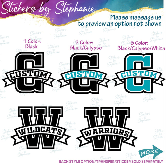 (s05-217) Letter or Number Team Name Custom Text Iron-On Transfer or Sticker