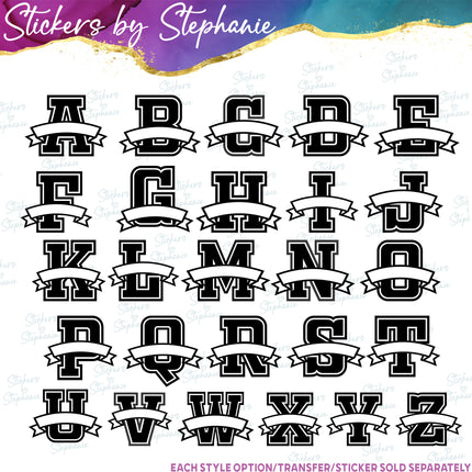 (s05-217) Letter or Number Team Name Custom Text Iron-On Transfer or Sticker