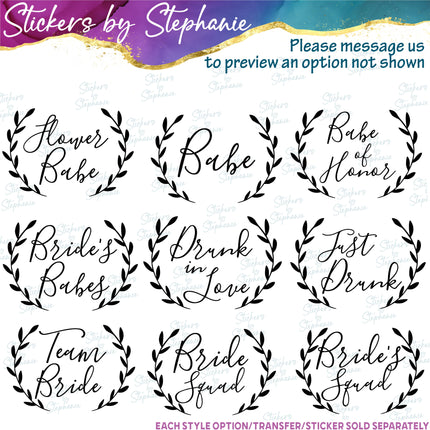(s05-219) Laurel Wreath Custom Wedding Iron-On Transfer or Sticker