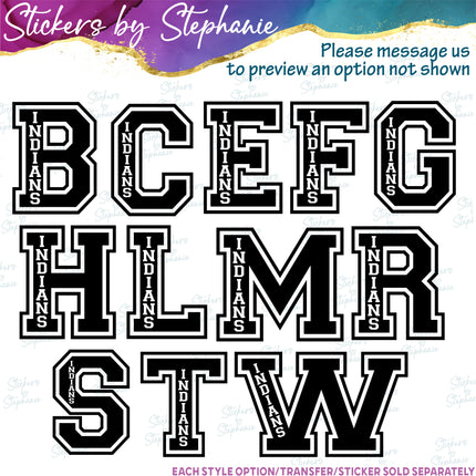 (s05-222) Letter Team Name Custom Text Iron-On Transfer or Sticker