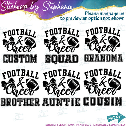 (s05-223) Football & Cheer Mom Custom Family Iron-On Transfer or Sticker