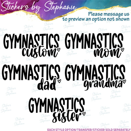 (s05-224) Gymnastics Mom Custom Family Iron-On Transfer or Sticker