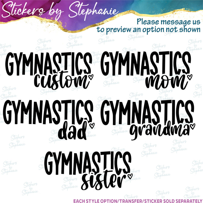 (s05-224) Gymnastics Mom Custom Family Iron-On Transfer or Sticker