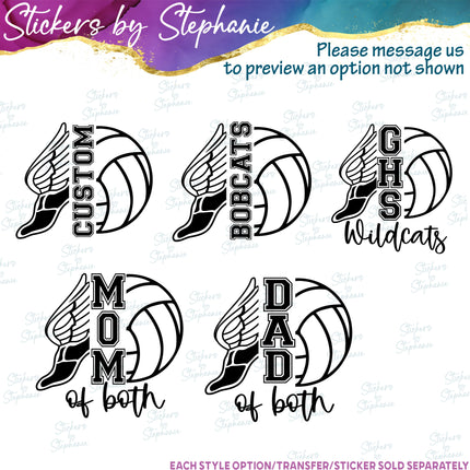 (s05-229) Track CC Volleyball Mom of Both Team Name Custom Iron-On Transfer or Sticker