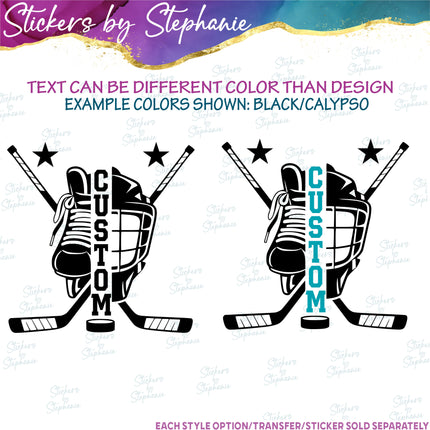 (s05-233) Hockey Team Name Text Custom Iron-On Transfer or Sticker