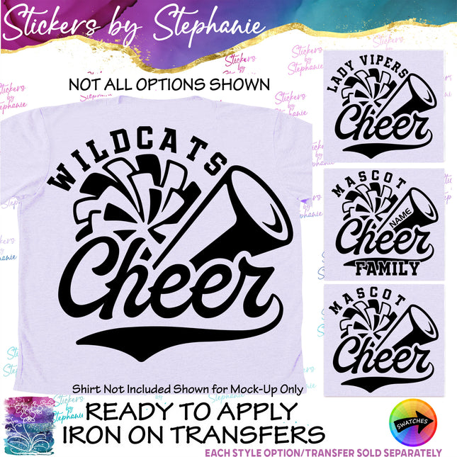 (s05-024) Cheer Team Mascot Text Custom Iron-On Transfer