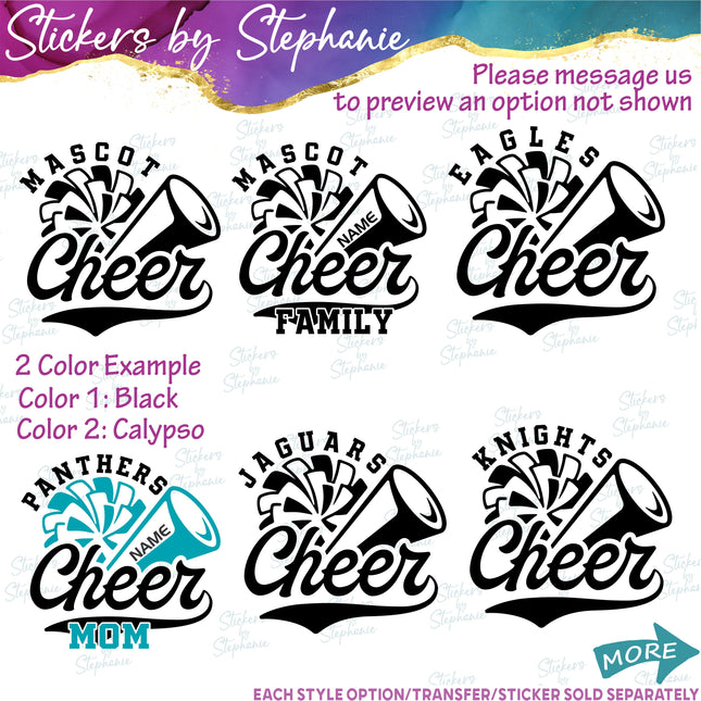 (s05-024) Cheer Team Mascot Text Custom Iron-On Transfer
