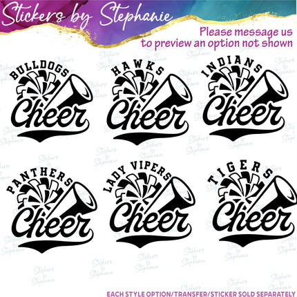 (s05-024) Cheer Team Mascot Text Custom Iron-On Transfer or Sticker