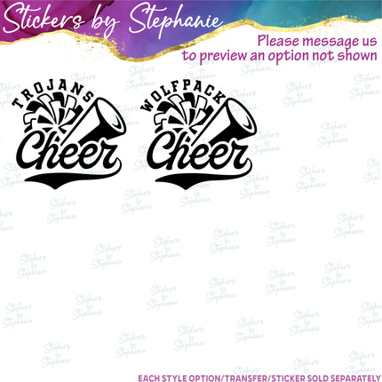 (s05-024) Cheer Team Mascot Text Custom Iron-On Transfer or Sticker