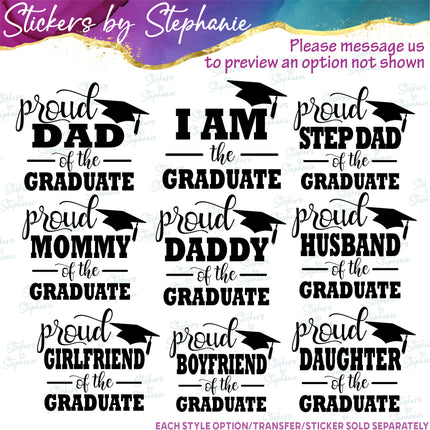 (s05-025) Proud Mom Family Custom of the Graduate Iron-On Transfer or Sticker