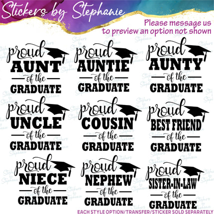 (s05-025) Proud Mom Family Custom of the Graduate Iron-On Transfer or Sticker
