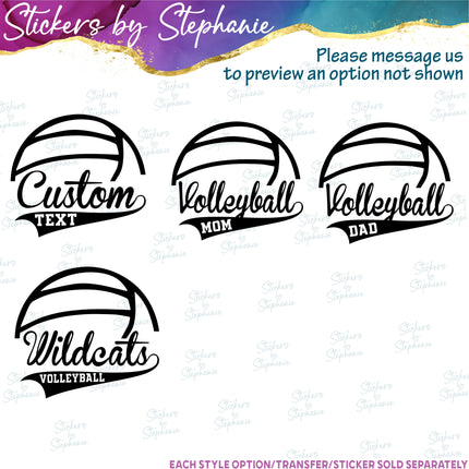 (s05-270) Volleyball Mom Team Name Custom Iron-On Transfer or Sticker