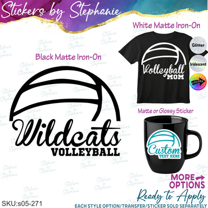 (s05-271) Volleyball Mom Team Name Custom Iron-On Transfer or Sticker