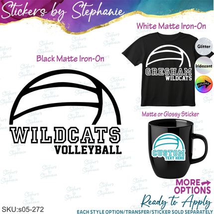 (s05-272) Volleyball Mom Team Name Custom Iron-On Transfer or Sticker