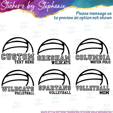 (s05-272) Volleyball Mom Team Name Custom Iron-On Transfer or Sticker