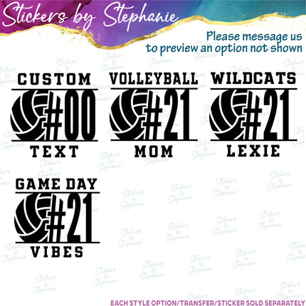 (s05-274) Volleyball Mom Team Name Player Number Custom Iron-On Transfer or Sticker