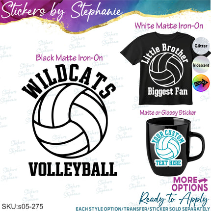 (s05-275) Volleyball Team Name Custom Iron-On Transfer or Sticker