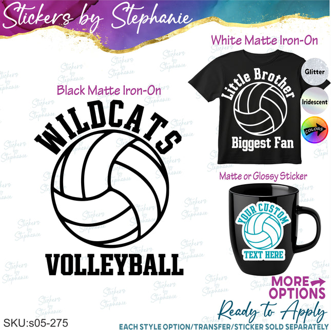 (s05-275) Volleyball Team Name Custom Iron-On Transfer or Sticker
