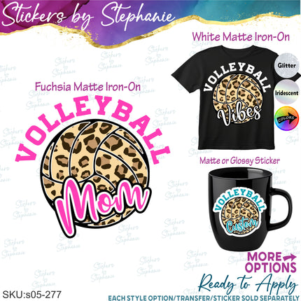 (s05-277) Volleyball Mom Family Custom Iron-On Transfer or Sticker