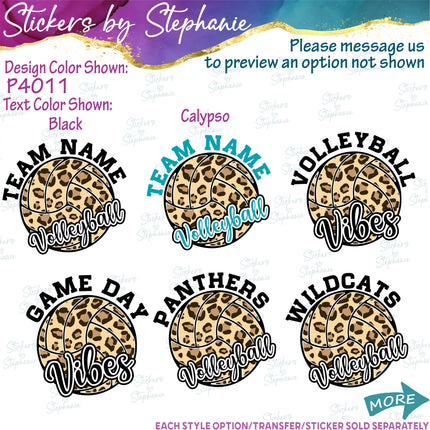(s05-278) Volleyball Team Name Custom Iron-On Transfer or Sticker