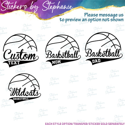 (s05-280) Basketball Mom Team Name Custom Iron-On Transfer or Sticker