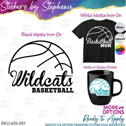 (s05-281) Basketball Mom Team Name Custom Iron-On Transfer or Sticker