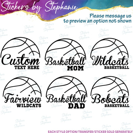 (s05-281) Basketball Mom Team Name Custom Iron-On Transfer or Sticker