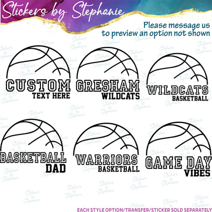 (s05-282) Basketball Mom Team Name Custom Iron-On Transfer or Sticker