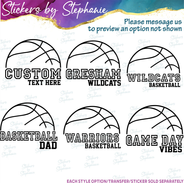 (s05-282) Basketball Mom Team Name Custom Iron-On Transfer or Sticker
