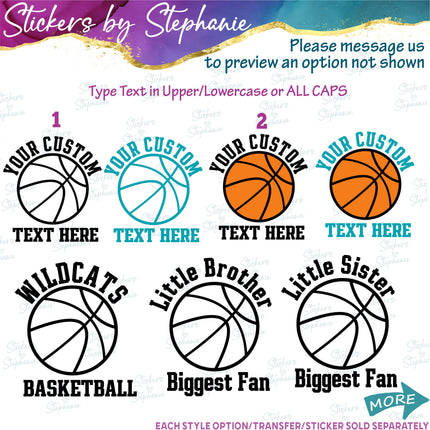 (s05-286) Basketball Team Name Custom Iron-On Transfer or Sticker