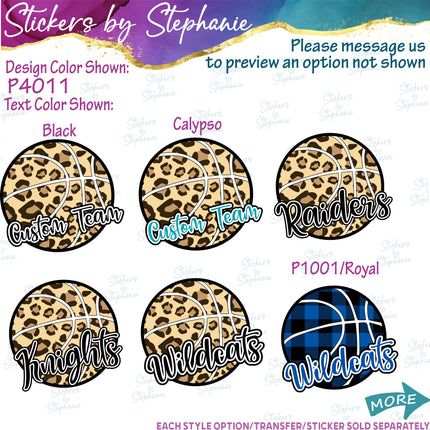 (s05-289) Basketball Team Name Custom Iron-On Transfer or Sticker