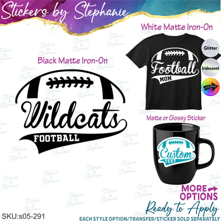 (s05-291) Football Mom Team Name Custom Iron-On Transfer or Sticker