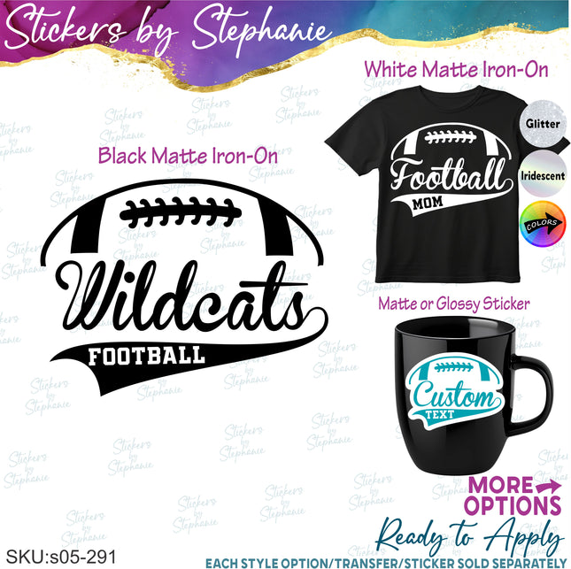 (s05-291) Football Mom Team Name Custom Iron-On Transfer or Sticker