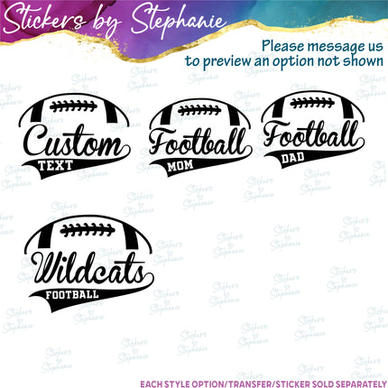 (s05-291) Football Mom Team Name Custom Iron-On Transfer or Sticker