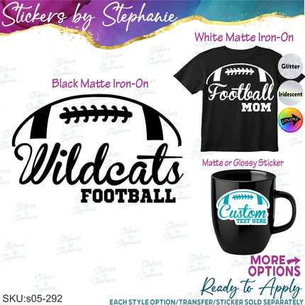 (s05-292) Football Mom Team Name Custom Iron-On Transfer or Sticker