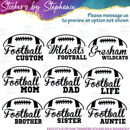 (s05-292) Football Mom Team Name Custom Iron-On Transfer or Sticker