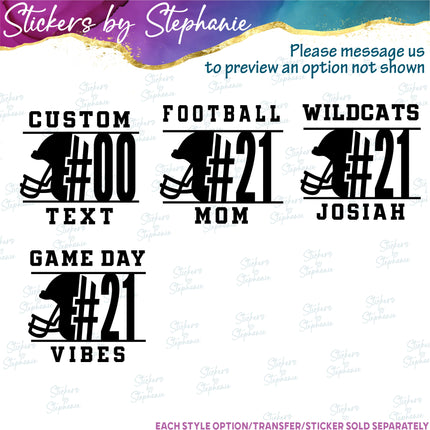 (s05-296) Football Mom Team Name Player Number Custom Iron-On Transfer or Sticker