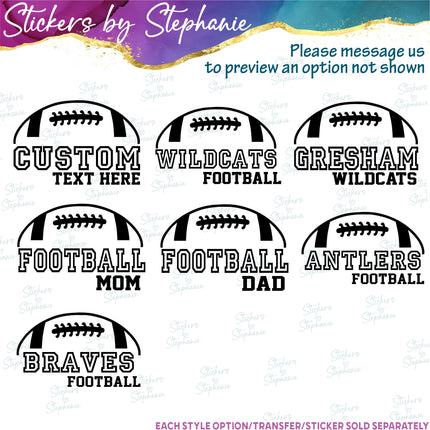 (s05-297) Football Mom Team Name Custom Iron-On Transfer or Sticker