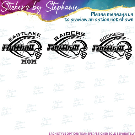 (s05-298) Football Team Name Custom Iron-On Transfer or Sticker