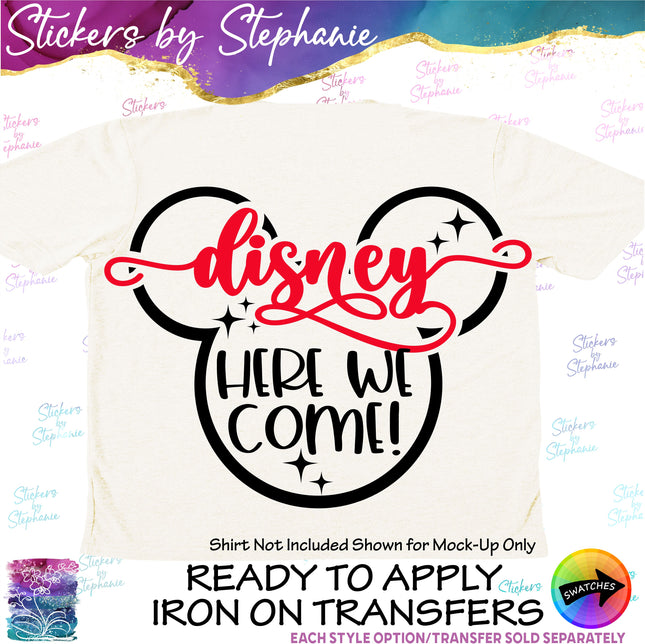 (s03C-011) Disney Here We Come Iron-On Transfer