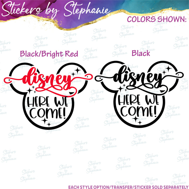(s03C-011) Disney Here We Come Iron-On Transfer