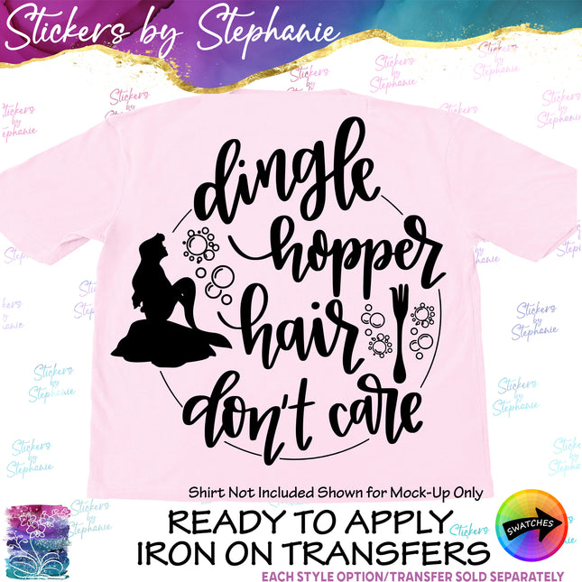 (s03C-024) Dingle Hopper Don't Care Mermaid Iron-On Transfer