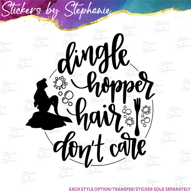 (s03C-024) Dingle Hopper Don't Care Mermaid Iron-On Transfer
