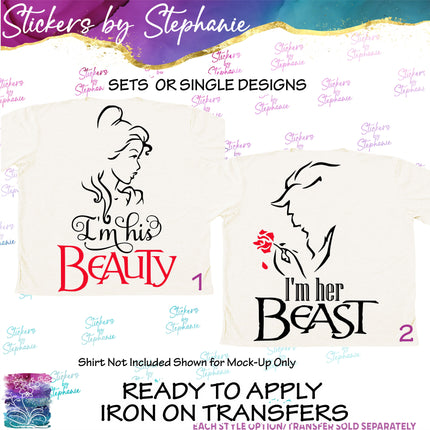 (s03C-025) I'm His Beauty Her Beast Iron-On Transfer